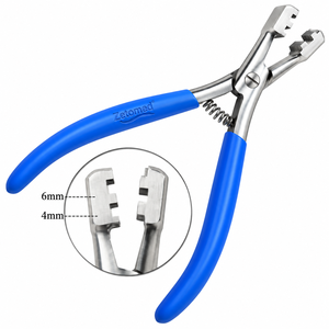 Pinzas para Extensiones de Cabello de 4mm y 6mm, Herramienta de Acero Inoxidable para Fijación de Queratina con Mangos Azules para Salón - Product Image 1