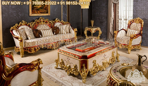 Juego de sofás de 8 plazas de estilo europeo para Villa de diseño francés, juego de sofás de madera maciza de teca, muebles de sala de estar de lujo - Product Image 3