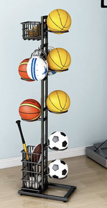 Estante Organizador de 4 Niveles para Balones Deportivos, Soporte de Piso para Baloncesto, Fútbol, Bádminton - Product Image 2