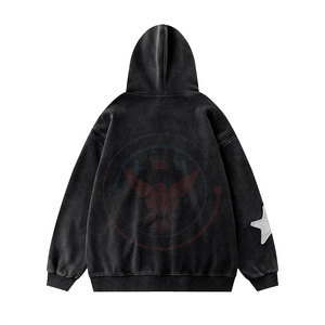 Sweat à capuche décontracté pour homme, coupe ample, couleur unie, en coton mélangé, pour l'extérieur, hiver, patchwork, logo personnalisé - Product Image 2