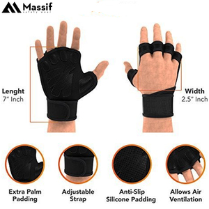 Wholesale Custom Sublimation Printed Breathable Non-Slip Adjustable Wrist <b>Strap</b> Half-<b>Finger</b> Nylon Unisex Gym Gloves Fitness - Product Image 5