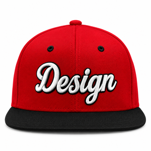 Casquette Snapback avec broderie 3D personnalisée, haute qualité, visière plate, rouge et noir, unisexe, hip hop, baseball, sport - Product Image 1