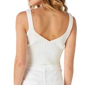 Débardeur court côtelé en maille pour femme, col en V, sans manches, coupe ajustée, respirant, séchage rapide, style décontracté hiver, personnalisable OEM ODM - Product Image 3