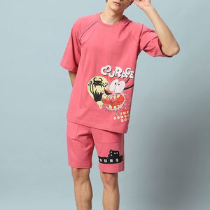 Ensemble t-shirt et short homme, style décontracté, épaules tombantes, avec poche, été, deux pièces, coton respirant. - Product Image 6