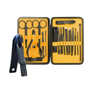 Set de Manicura de 16 Piezas, Herramientas de Acero al Carbono Negro Mate, Estuche con Cierre Texturizado Negro, Interior Amarillo, Kit de Cuidado Profesional - Product Image 2