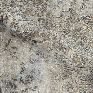 Alfombra de Salón de Lujo Grande, Tejida a Mano con Lana y Seda, con Medallón Antiguo en Tonos Mate de Arena y Dorado - Product Image 5