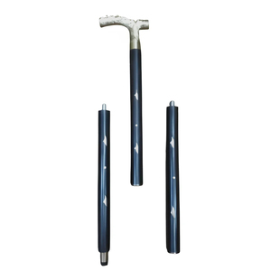 Traditional Wooden Cane With Carved Brass Handle Black Adjustable Homecare Stick - Product Image 3