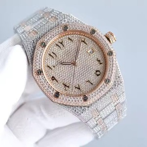 Montre à quartz élégante et luxueuse pour homme, sertie de diamants en moissanite, montre-bracelet moderne et élégante pour homme, diamants en moissanite - Product Image 4