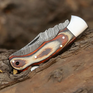 Couteau de cuisine à lame fixe en acier Damas fait main, manche en bois de qualité supérieure - Product Image 2