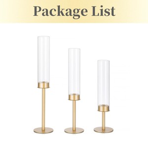 Candelabros Cilíndricos Dorados con Pantallas de Vidrio para Decoración del Hogar - Product Image 2