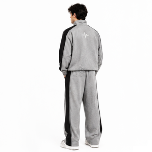 Chándal Estampado Sostenible Azul y Gris para Hombre, de Alta Demanda, con Cremallera Completa, Cuello Alto, Ajuste Holgado, Ropa Casual con Bolsillos Laterales - Product Image 4