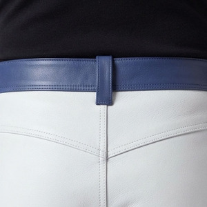 Pantalon de motard en cuir véritable pour homme, taille ajustable, coupe slim, pour moto - Product Image 5