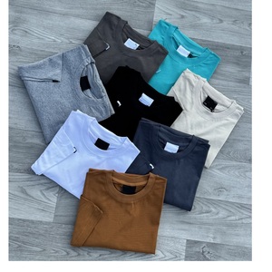 เสื้อยืดแขนสั้นโอเวอร์ไซส์ใหม่ ผู้หญิง ผู้ชาย สีพื้น คอเสื้อแบบปก 100% ผ้าฝ้าย เป็นมิตรกับสิ่งแวดล้อม ระบายอากาศได้ดี เสื้อถัก ผู้ผลิตจากบังกลาเทศ - Product Image 1