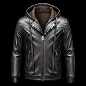 Veste en jean et cuir unisexe de haute qualité personnalisable, 100% coton, style décontracté pour l'hiver, avec logo brodé, capuche intégrée - Product Image 5