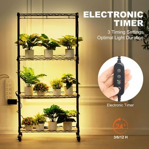 4-Tier Plant Stand with 45W Full Spectrum Grow <b>Light</b> 3-Mode <b>Timer</b> Wheel Versatile & Efficient Indoor Gardening Solution - Product Image 4