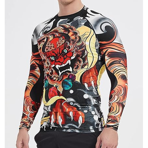 Wholesale <b>Men</b> <b>Compression</b> <b>Shirt</b> Long Sleeve Rash Guard Graphic Print UV Protection OEM Bulk Supplier - Product Image 4