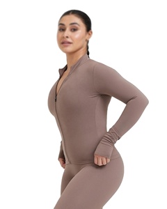 Spandex Polyester Skinny <b>Yoga</b> <b>Jacket</b> Women Slim Fit Zipper Sports Top Breathable Quick Dry Gym Fitness Activewear - Product Image 3