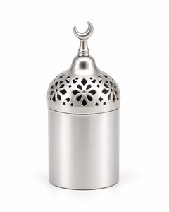 Brûleur d'encens Bakhoor de luxe en métal, style indien et arabe, avec couvercle en forme de croissant, décoratif, pour Oud aromatique, écologique, pour Ramadan, Aïd, restaurant et maison - Product Image 1