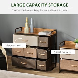 Cassettiera a 7 cassetti con struttura in acciaio, organizer a 3 livelli per camera da letto e ingresso, in legno d'acero - Product Image 4