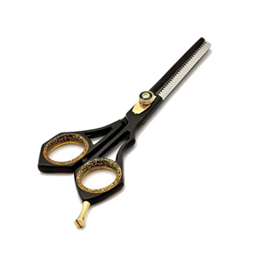 Ciseaux de barbier professionnels pour droitiers, best-sellers, 28 dents, lames en acier inoxydable revêtues de titane, manche moyen, pour cheveux - Product Image 5