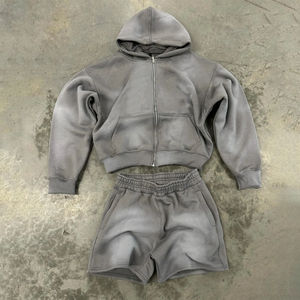 Ensemble short et sweat à capuche homme été 2026 couleur unie, 2 pièces, streetwear personnalisé respirant - Product Image 2