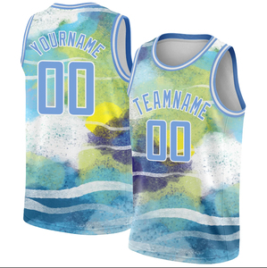 Maillot de basketball unisexe personnalisé en gros, anti-bactérien, imprimé, séchage rapide, respirant, en polyester, numéros noirs, pour équipes de club - Product Image 1