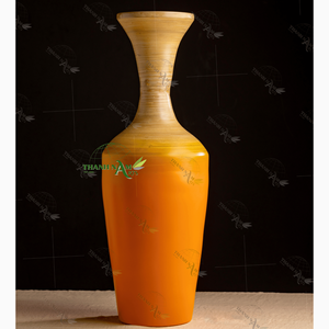 Vase en bambou enroulé moderne fabriqué à la main-Vase de table durable en matériau naturel écologique avec diamètre personnalisé - Product Image 2