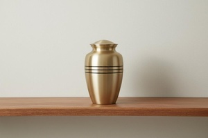 Vase de table moderne en aluminium fait main avec motif à rayures noires, urne de commémoration de haute qualité - Product Image 5