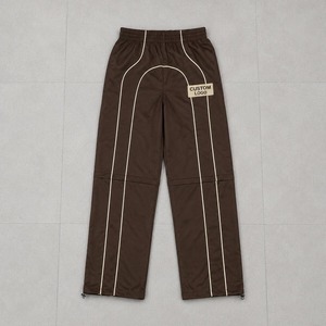 Ensemble de survêtement unisexe en polyester marron, veste zippée avec poches latérales et logo personnalisé, style sportif, vêtements d'automne - Product Image 4