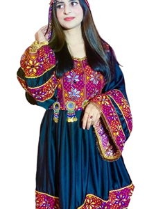 Premium Quality Luxury Afghan Handmade Embroidered Gown Heavy Kuchi Jewelry Elegant Detailed Bodice Afghan Kuchi Dress - Product Image 2