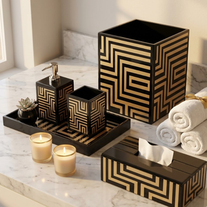 Luxury Transparent Glass Bathroom Set Durable Thick Glass Accessories Kit Soap Dispenser <b>Toothbrush</b> <b>Holder</b> Soap Dish Tumbler - Product Image 2