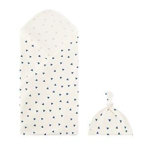 Cotton Baby <b>Swaddle</b> <b>Blanket</b> With Hat Geometric Print Soft Wearable Set <b>Newborn</b> Gift - Product Image 1