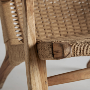 Sillón de Exterior Tropical para Terraza, Hecho a Mano con Madera de Teca Sólida y Tejido de Cuerda, Acabado Natural Duradero, Asiento Relajante para Resort - Product Image 6