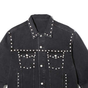 Custom Made Men's Long Stretch Denim <b>Jacket</b> Men Jean <b>Jacket</b> Cotton Winter Plain <b>Rhinestone</b> Denim <b>Jacket</b> for Men Plus Size - Product Image 3