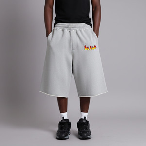 Short de sport pour homme, style urbain, poids lourd, taille élastique, avec logo personnalisé sérigraphié et poches latérales - Product Image 1