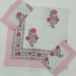 Pigment <b>Block</b> Printed Floral 100% Cotton 200TC 3-Piece Flat <b>Bed</b> Sheet Set Durable Skin-Friendly Non-Toxic All Season Sustainable - Product Image 1