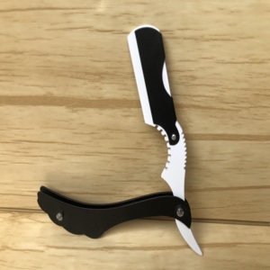 มีดโกนหนวดตรงสแตนเลสอย่างดีเคลือบโลโก้ร้านตัดผมมืออาชีพ พร้อมใบมีดแบบโชว์ - Product Image 1