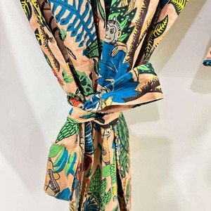 Bata Kimono con Estampado Floral para Mujer, Manga Larga, Largo Completo, Ropa de Dormir Informal, 100% Algodón, Ropa de Verano - Product Image 2