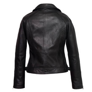 Chaqueta de Cuero PU de Moda Casual para Mujer, de Color Sólido, con Cuello Camisero, Cierre de Cremallera y Manga Larga - Product Image 2