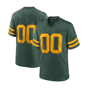 Maillot de football pour homme à col en V et manches courtes, vert et jaune, numéro 00, imprimé, en polyester respirant, coupe classique - Product Image 4