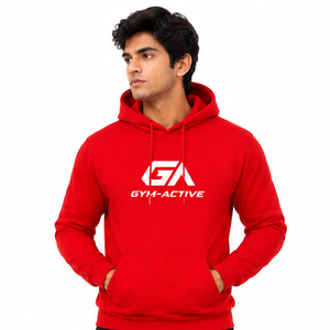 Sudadera con Capucha Roja Unisex, Logotipo Personalizado, Ropa Deportiva, Informal, para Gimnasio, Fitness, con Bolsillo Canguro, Impermeable, para Invierno - Product Image 1