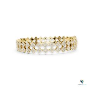 5.12 CT Yellow <b>Gold</b> Round Lab Grown Diamond Bracelet in 14K <b>Solid</b> <b>Gold</b>, Geometric Cluster Link Statement Bracelet - Product Image 4