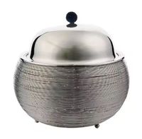 Cage suspendue de luxe en fil d'argent, pot à dattes en acier inoxydable de 33 cm de diamètre, couvercle en dôme métallique compatible micro-ondes, élégant service de Ramadan
