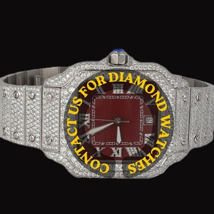Montre de luxe unisexe de haute qualité avec cadran en verre de forme carrée, bracelet en moissanite, mouvement à quartz ETA, pour mariage et soirée - Product Image 1