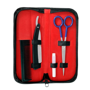 Kit de coiffure professionnel en acier inoxydable poli miroir avec ciseaux à effiler, ciseaux de coiffure et rasoir, avec peigne, en vente - Product Image 3