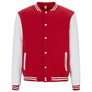 Veste universitaire rouge pour homme, col marin, bouton unique, couleur unie, style décontracté, extérieur en coton, doublure en polyester, coupe-vent, automne - Product Image 1