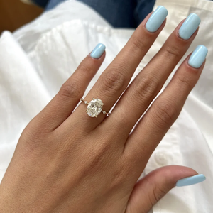 2 Carat Oval Lab Grown Diamond <b>Thin</b> Engagement <b>Ring</b> E VS2 IGI Certified Minimalist Proposal <b>Ring</b> 14K Yellow Gold CVD Diamond - Product Image 1