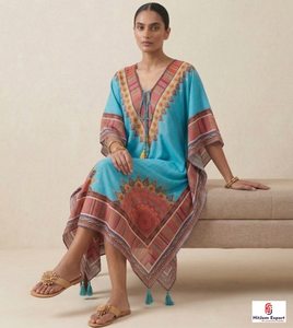 Women Printed <b>Kaftan</b> Dress Loose Fit Beach Wear Lightweight Fabric <b>Summer</b> Island Vacation Style Bulk Supply - Product Image 5