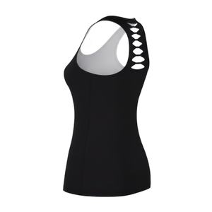 Custom Logo Women's <b>Strappy</b> Back Yoga Tank <b>Top</b> Heather Grey Gym Singlet Quick Dry Breathable Fitness Vest Wholesale - Product Image 3