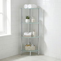 Étagère d'angle triangulaire moderne en métal chromé triple niveau pour salle de bain, rangement domestique, durable et peu encombrante
